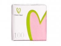 Салфетки бумажные Green Heart, 1 сл., 100 лист., розовая,  тиснение сплошное 24*24 1/42