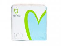 Салфетки бумажные Green Heart, 1 сл., 100 лист., голубая,  тиснение сплошное 24*24 1/42