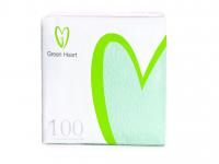 Салфетки бумажные Green Heart, 1 сл., 100 лист., салатовая,  тиснение сплошное 24*24 1/42